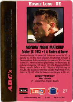 1993 Action Packed Monday Night Football #27 Howie Long Back