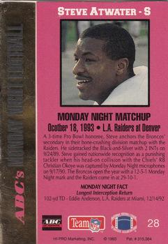 1993 Action Packed Monday Night Football #28 Steve Atwater Back