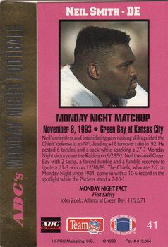 1993 Action Packed Monday Night Football #41 Neil Smith Back