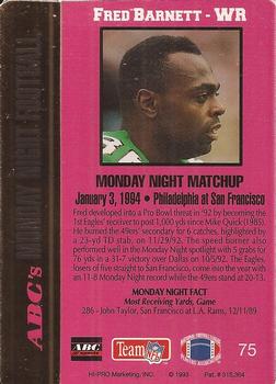 1993 Action Packed Monday Night Football #75 Fred Barnett Back