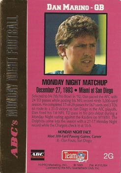 1993 Action Packed Monday Night Football - 24K Gold #2G Dan Marino Back