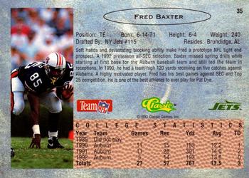 1993 Classic - Gold #35 Fred Baxter Back