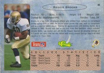 1993 Classic - Gold #46 Reggie Brooks Back