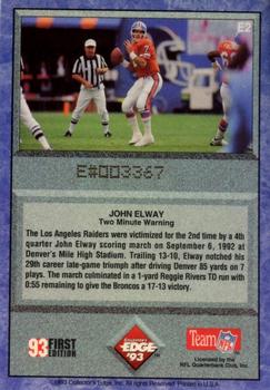 1993 Collector's Edge - John Elway Two Minute Warning 