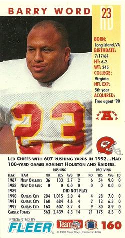 1993 GameDay #160 Barry Word Back