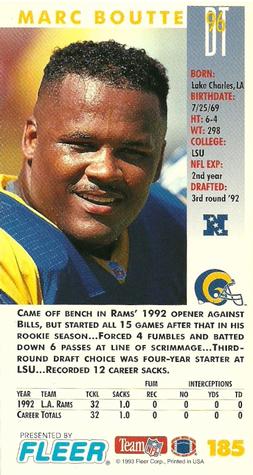 1993 GameDay #185 Marc Boutte Back