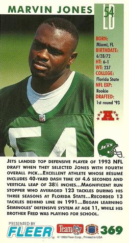 1993 GameDay #369 Marvin Jones Back