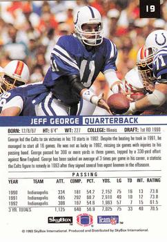 1993 SkyBox Premium #19 Jeff George Back