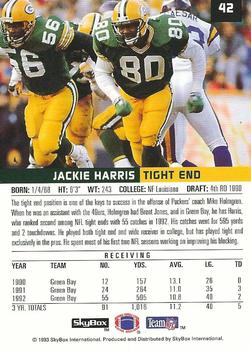 1993 SkyBox Premium #42 Jackie Harris Back