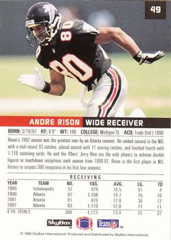 1993 SkyBox Premium #49 Andre Rison Back