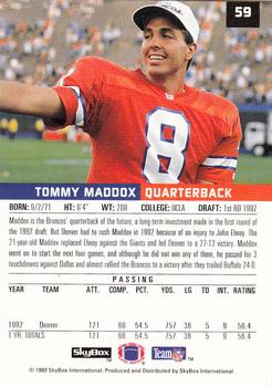 1993 SkyBox Premium #59 Tommy Maddox Back