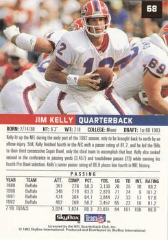 1993 SkyBox Premium #68 Jim Kelly Back