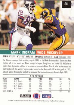 1993 SkyBox Premium #81 Mark Ingram Back