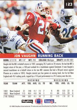 1993 SkyBox Premium #123 Jon Vaughn Back