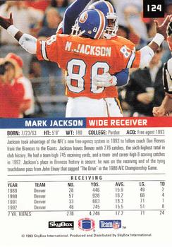 1993 SkyBox Premium #124 Mark Jackson Back