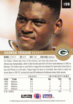1993 SkyBox Premium #159 George Teague Back