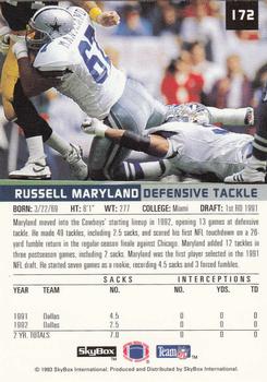 1993 SkyBox Premium #172 Russell Maryland Back