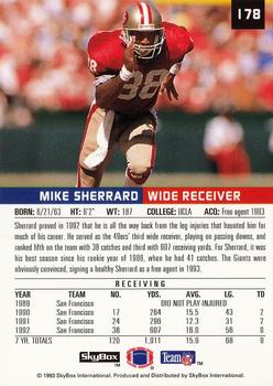 1993 SkyBox Premium #178 Mike Sherrard Back