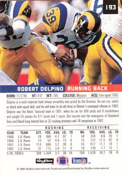 1993 SkyBox Premium #193 Robert Delpino Back