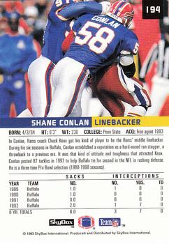 1993 SkyBox Premium #194 Shane Conlan Back