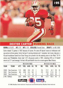 1993 SkyBox Premium #195 Dexter Carter Back