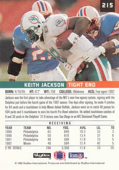 1993 SkyBox Premium #215 Keith Jackson Back