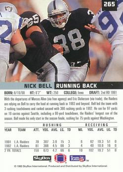 1993 SkyBox Premium #265 Nick Bell Back