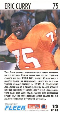 1993 GameDay - Rookie Standouts #12 Eric Curry Back