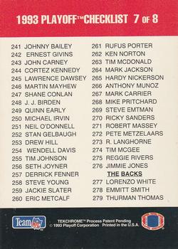 1993 Playoff - Checklists #7 Derrick Thomas Back
