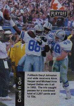 1993 Playoff - Checklists #8 Michael Irvin / Alvin Harper / Daryl Johnston Front