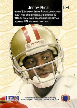 1993 Playoff - Headliners Exchange #H-4 Jerry Rice Back