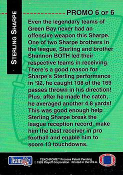 1993 Playoff - Promo Inserts #6 Sterling Sharpe Back
