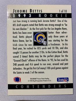 1993 Playoff Contenders - Rookie Contenders #1 Jerome Bettis Back