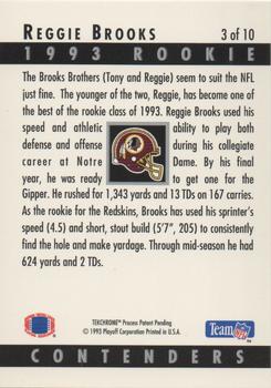 1993 Playoff Contenders - Rookie Contenders #3 Reggie Brooks Back