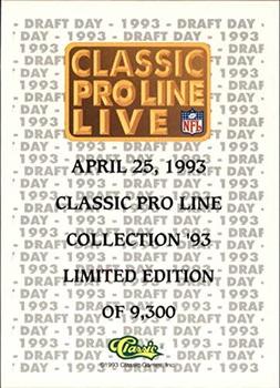 1993 Pro Line Live - Draft Day QVC #NNO Eric Curry Back