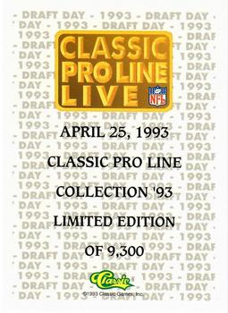 1993 Pro Line Live - Draft Day QVC #NNO Rick Mirer Back