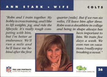 1993 Pro Line Portraits - Wives #26 Ann Stark Back