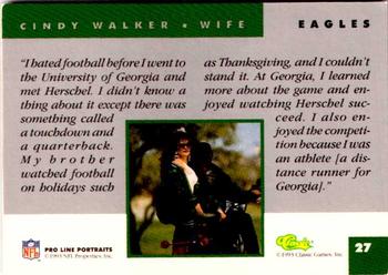 1993 Pro Line Portraits - Wives #27 Cindy Walker Back