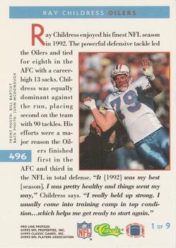 1993 Pro Line Profiles #496 Ray Childress Back