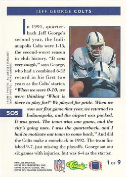 1993 Pro Line Profiles #505 Jeff George Back