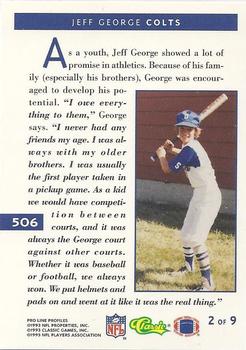 1993 Pro Line Profiles #506 Jeff George Back
