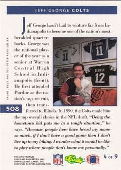1993 Pro Line Profiles #508 Jeff George Back