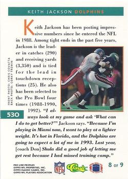 1993 Pro Line Profiles #530 Keith Jackson Back