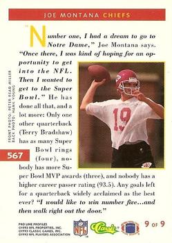 1993 Pro Line Profiles #567 Joe Montana Back