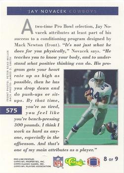 1993 Pro Line Profiles #575 Jay Novacek Back