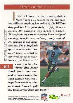 1993 Pro Line Profiles #611 Steve Young Back