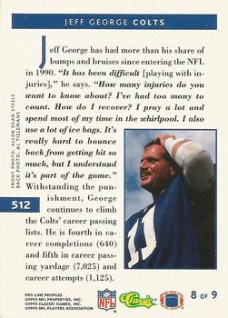 1993 Pro Line Profiles #512 Jeff George Back