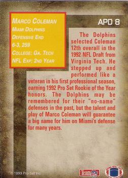 1993 Pro Set Power - All-Power Defense #APD8 Marco Coleman Back