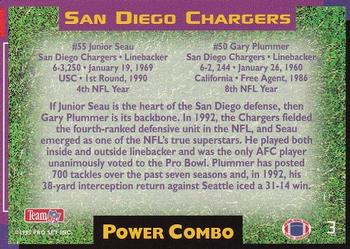 1993 Pro Set Power - Combos #3 Junior Seau / Gary Plummer Back