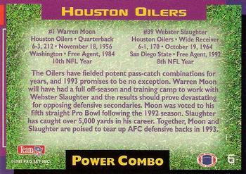 1993 Pro Set Power - Combos Gold #6 Warren Moon / Webster Slaughter Back